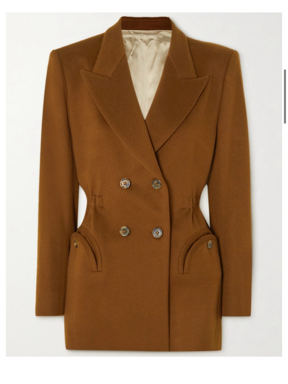 BLAZÉ Double-Breasted Tailored Blazer in Cognac Brown